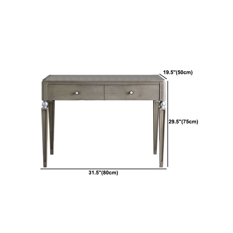Traditional Mirrored Vanity Set Light Brown Solid Wood Dresser