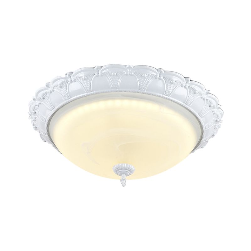 LED Domed Flush Lighting Cottage White Frosted Glass techo montado en Warm/White Light, 16 "/20,5" Width