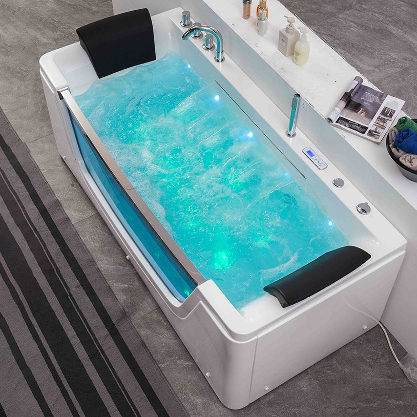 Stand Alone White Bathtub Acrylic Rectangular Modern Center Bath