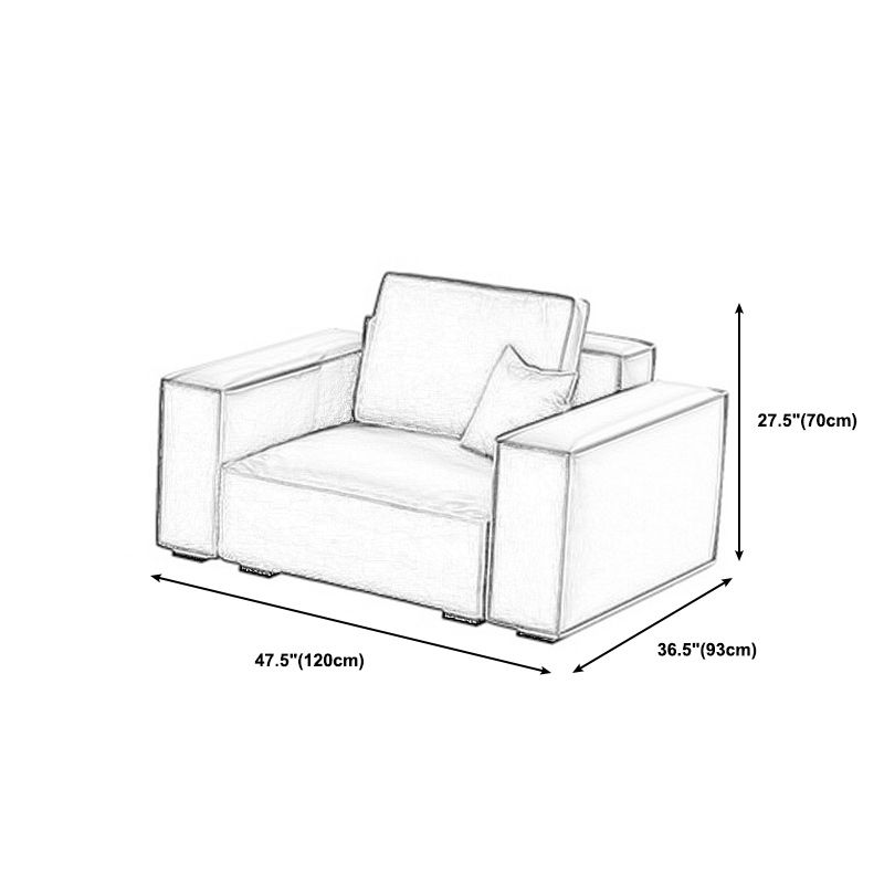 Genuine Leather Square Arm Living Room Standard Dark Brown Seating