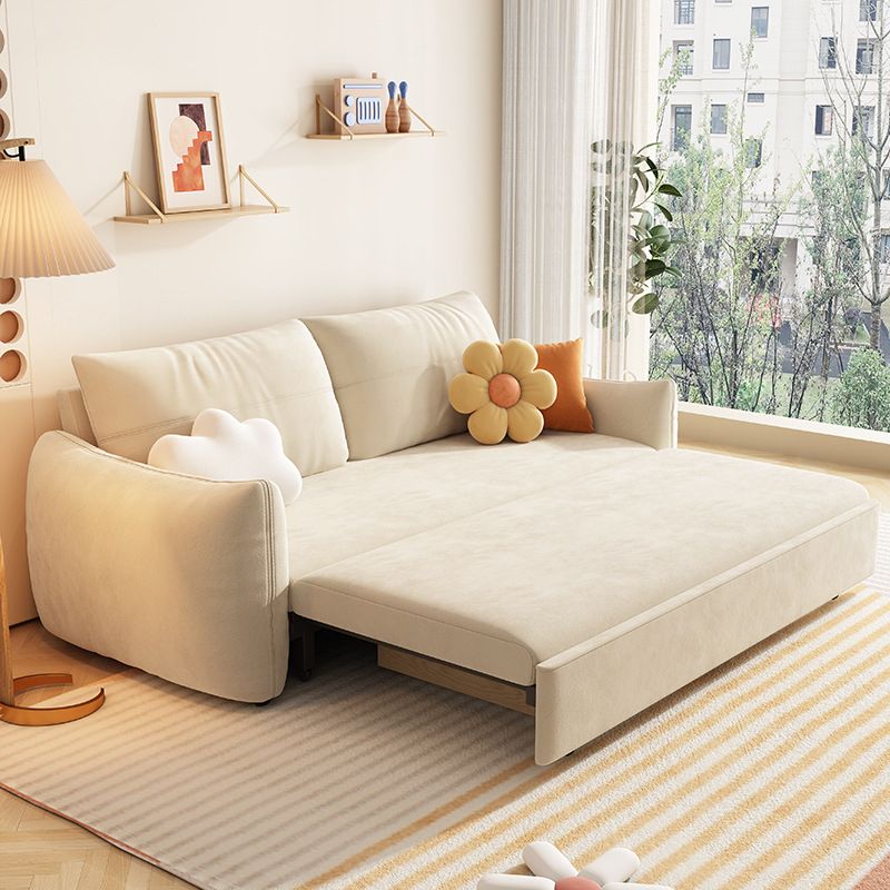 Upholstered Beige Daybed Modern Headboard Bed with Headboard