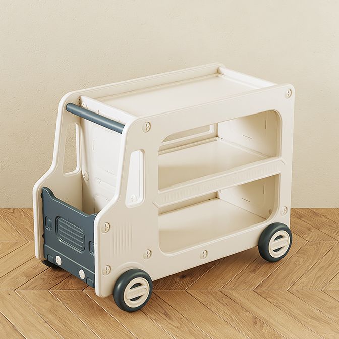 Modern Plastic Standard Kids Bookcase Open Back Bookcase with Wheels