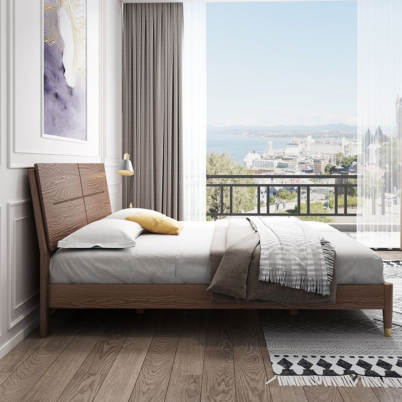 Solid Color Rectangular Panel Bed Panel Ash Standard Bed with Headboard