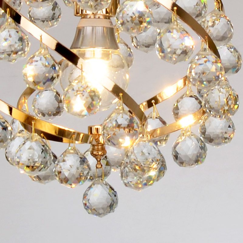 1 Light Orb Posting Lighting Industrial Gold Clear Crystal Luz de techo colgante para Foyer