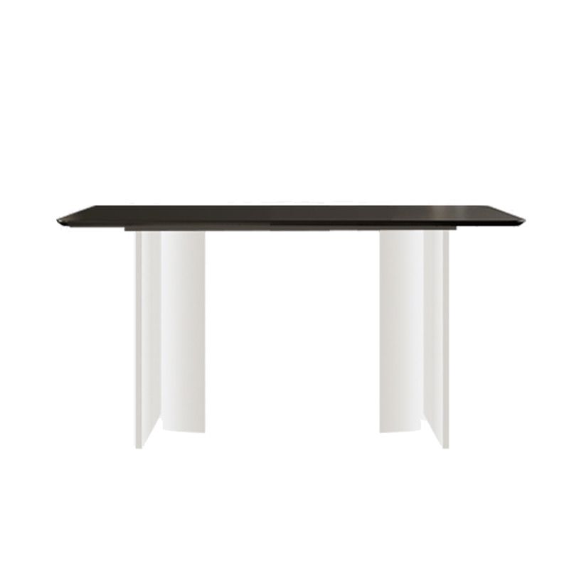 Contemporary Rectangle Table Sintered Stone Table with Acrylic Legs for Kitchen