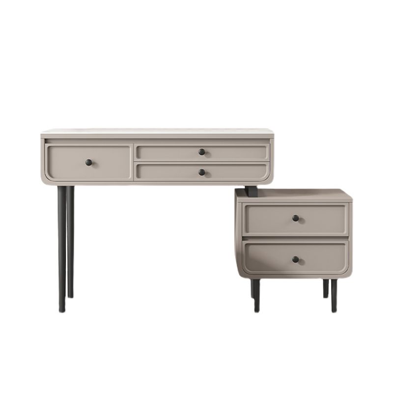 Glam Makeup Vanity Desk with Slate Top, Solid Wood Dressing Table