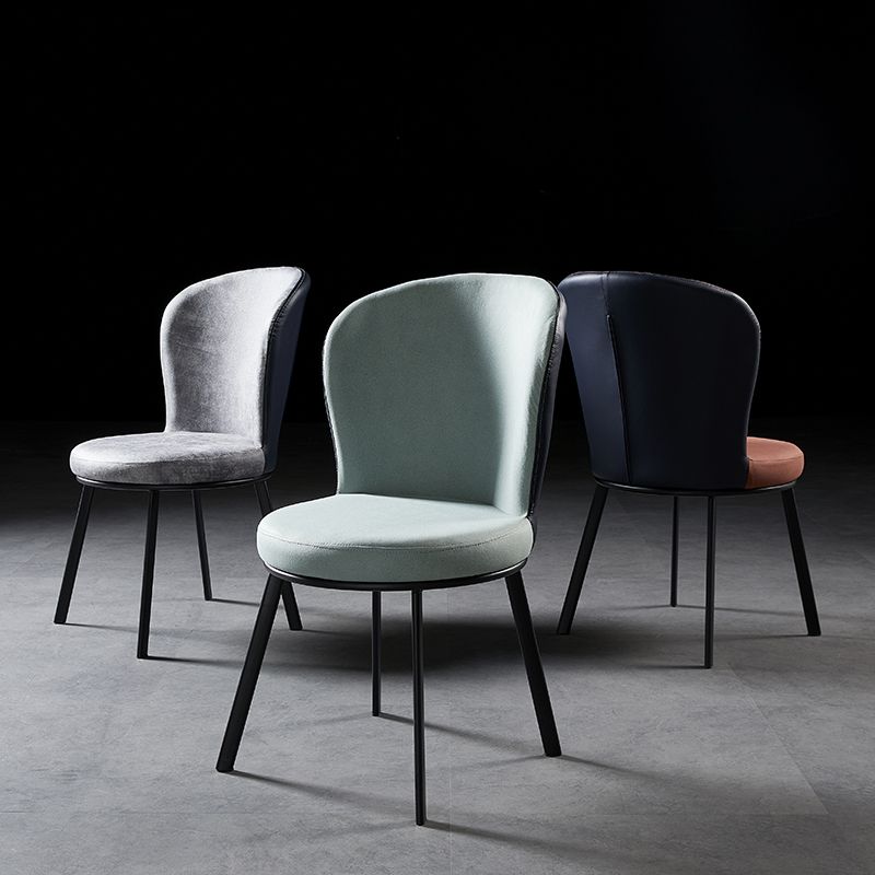 Industrial Style Upholstered Dining Chairs Solid Back Armless Dining Chair