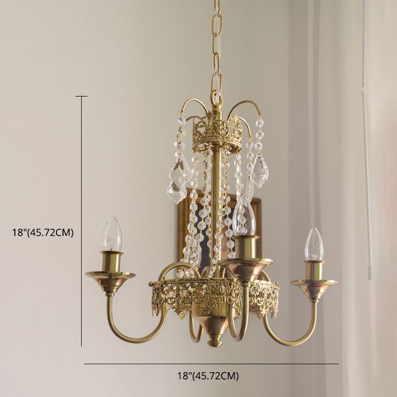 Lustre suspendu en métal post-moderne 5 lustre de plafond de bougie en or clair pour chambre à coucher