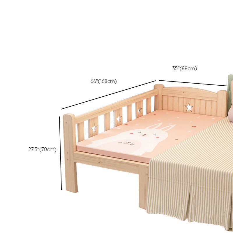 Washed Natural Solid Wood Nursery Bed Contemporary with Guardrail