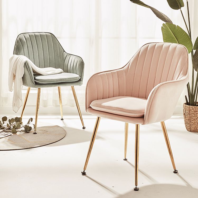 Scandinavian Style Dining Chair Metal Home Cushioned Solid Back Chair with Arm