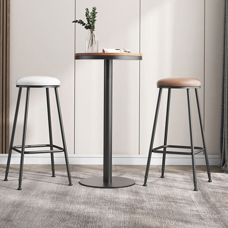 Scandinavian Backless Footrest Barstool Matte Finish Upholstered Home Stool