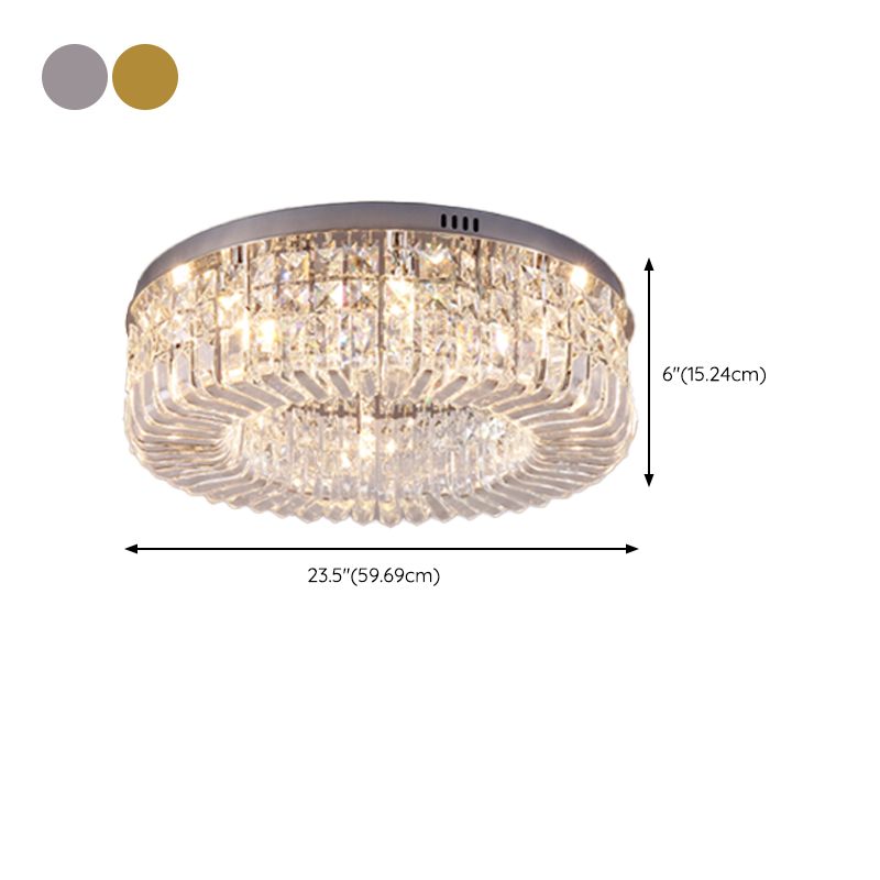 Contemporary Flush Mount Ceiling Light Crystal Flush Light for Living Room