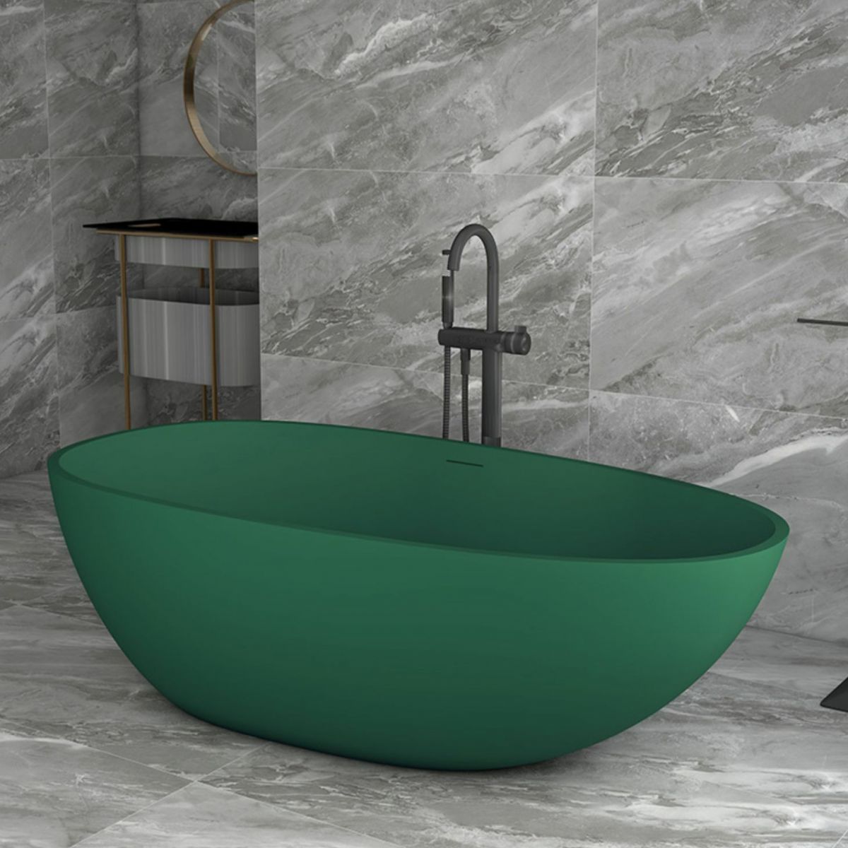 Modern Style Freestanding Soaking Bathtub Stone Free Form Bathtub