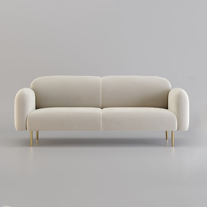 Velvet Modern Standard Sewn Pillow Back Sofa 27.5"W Square Arm with Bolster Pillows