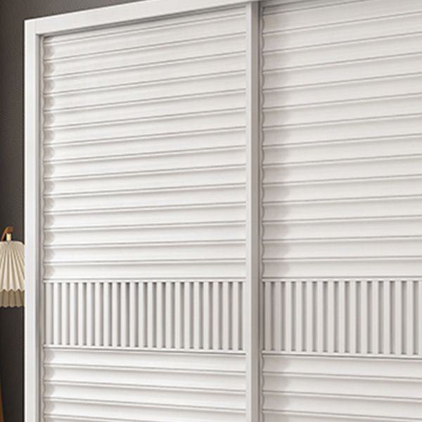 White Sliding Wardrobe Closet with Shelves Wooden Wardrobe Armoire