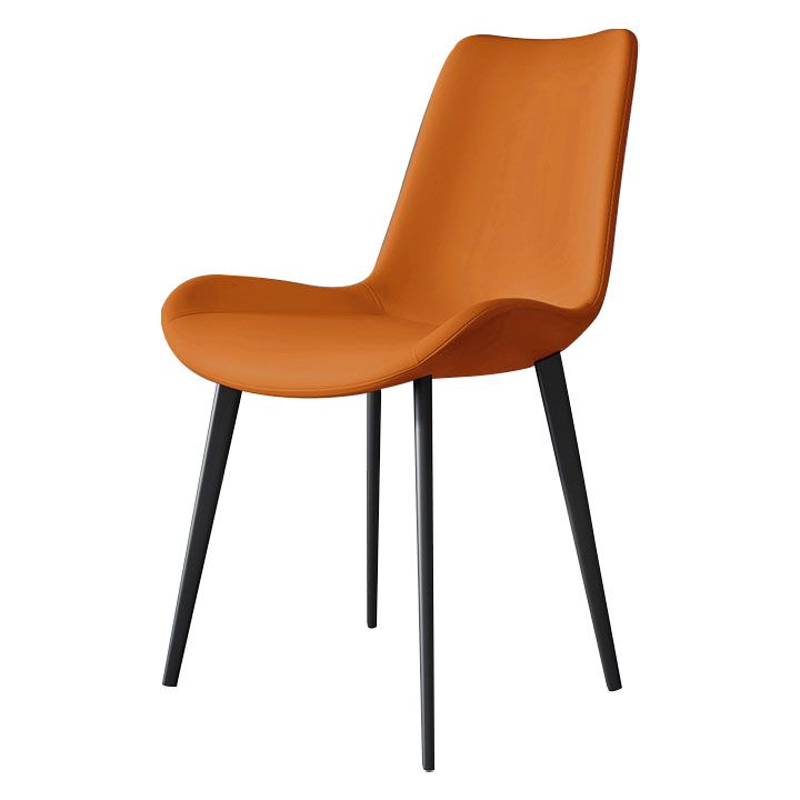 Silla de comedor estilo moderno, sillas sin brazos con patas de metal para cocina