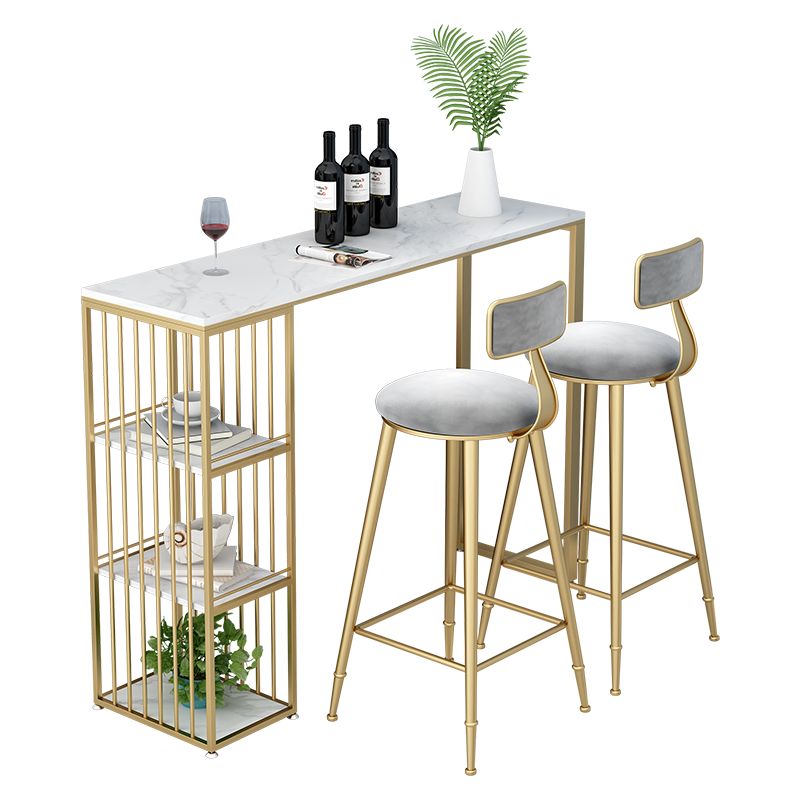 Glam Style Rectangle Bar Table 1/2/3 Pieces Bar Table Set with Metal Stools