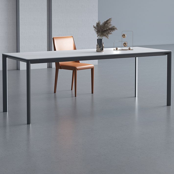 Gesinterde stenen eettafel industrieel zwart 4 poten basis rechthoektafel voor thuis