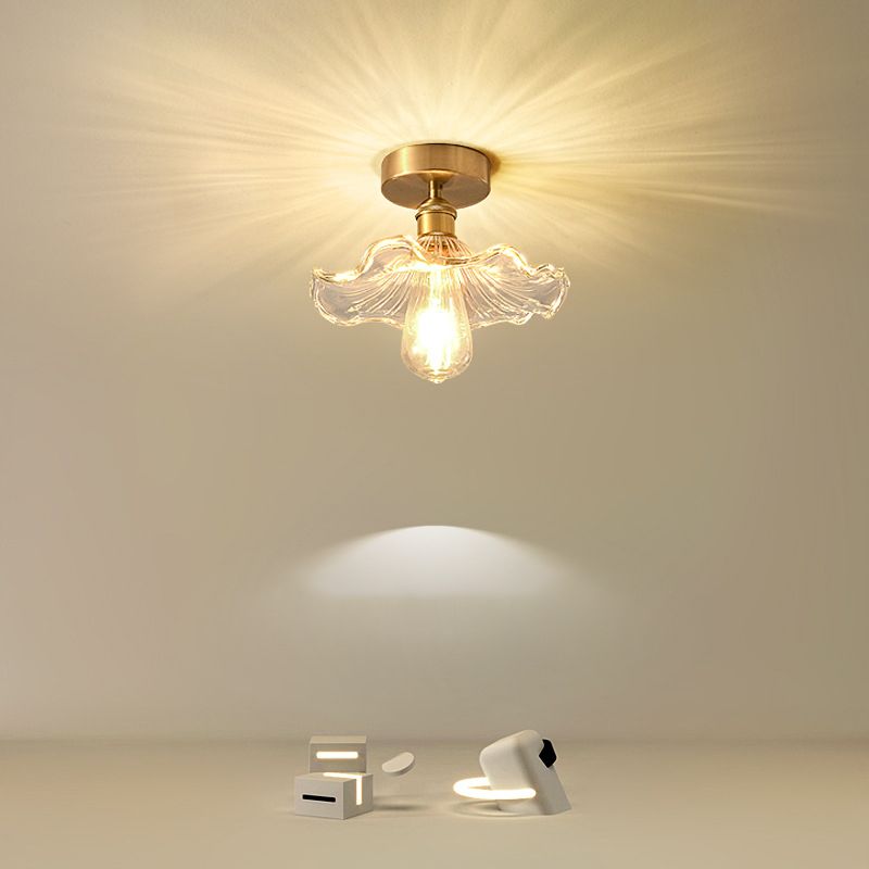 Glass Geometric Flush Mount Lights Contemporary Style 1 Light Flush Mount Fixture
