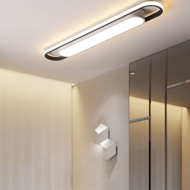 Simplicity LED Ceiling Light Fixture White Oval Ceiling Mount Light Fixture with Metal Shade