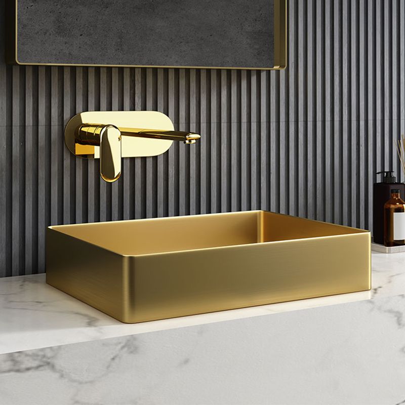 Metal Rectangular Bathroom Sink Modern Bathroom Sink with Faucet