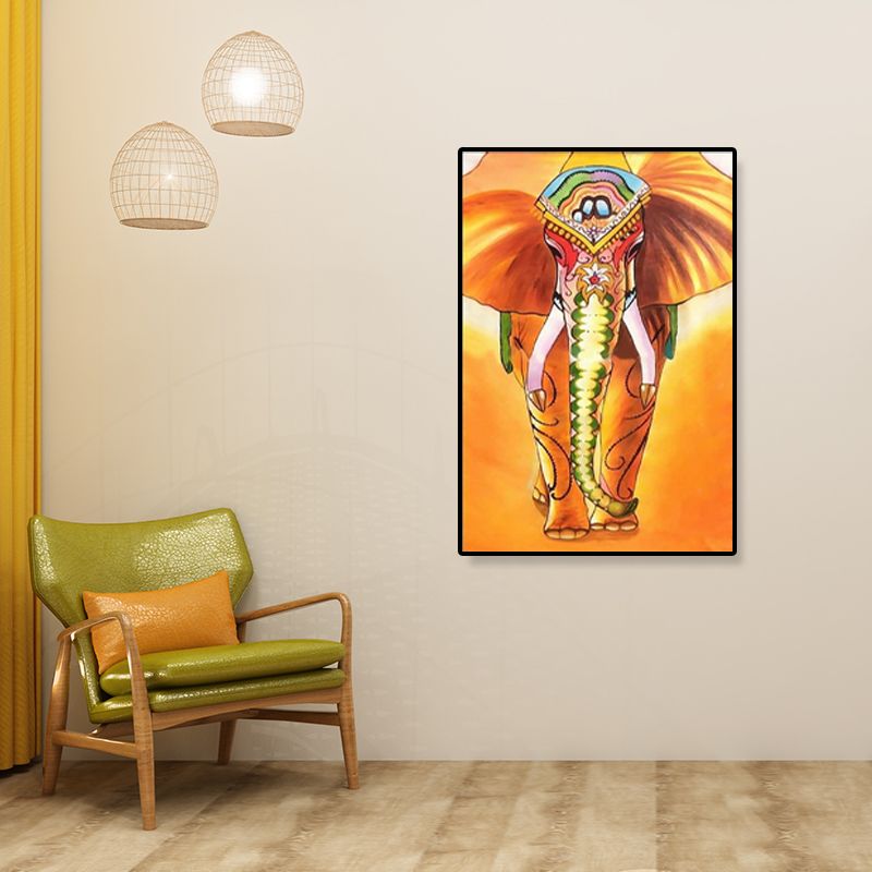 Toile imprimée d'éléphant de Style asiatique, décoration murale texturée de couleur douce pour couloir