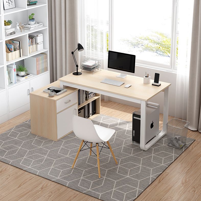 Corner Contemporary Writing Desk Manufactured Wood Desk with Drawer