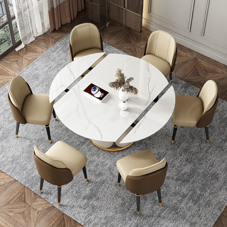 Glam Style Sintered Stone Dining Set Round 1/2/3/5/6/7/9 Pieces Dining Set for Home Use