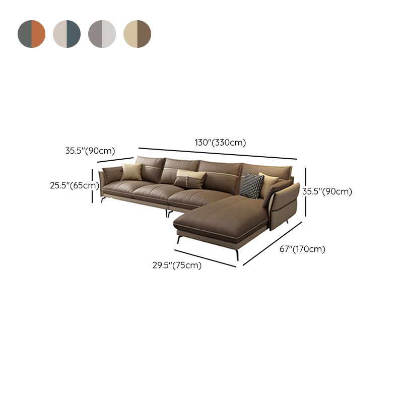 Scandinavian 35.43 " H Faux Leather Flared Arm Sofa & Chaise