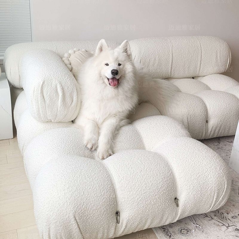 Contemporary Biscuit Back Sofa 26.38"High Velvet Couch for Living Room,White