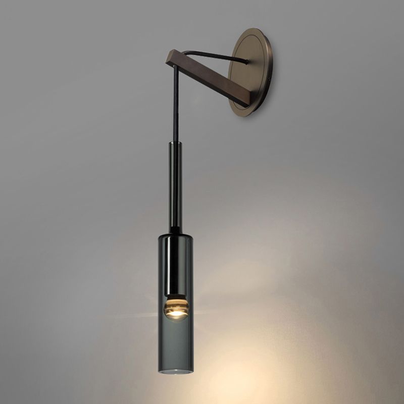 Halbzylinderform Wandleuchte moderne 1-Licht-Kristallwandmontage Leuchte in Schwarz