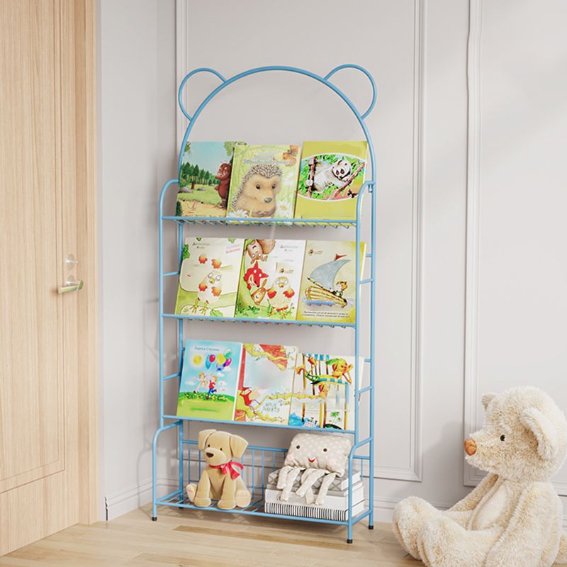 Contemporary Metal Shelf Bookcase 4 Shelf Open Back Bookshelf