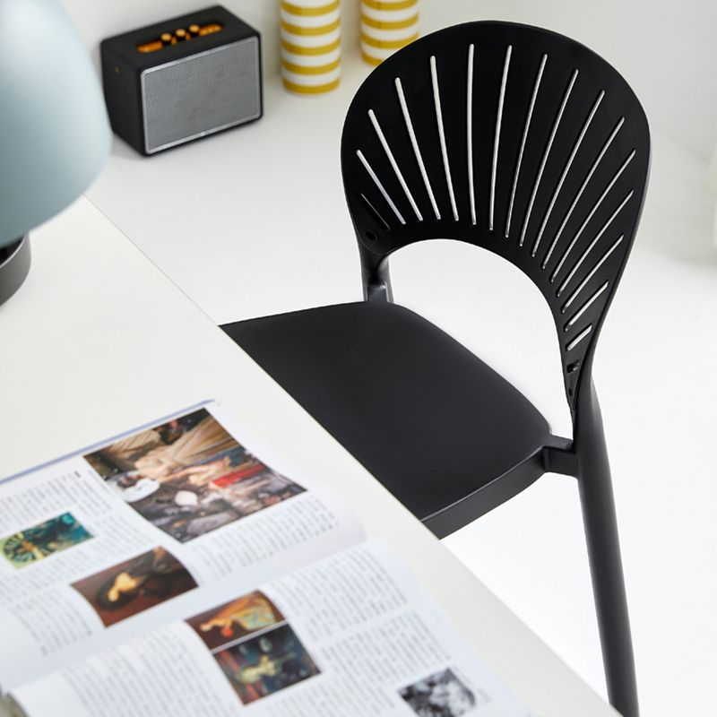 Stack-able Modern Footrest Bar Stool Low Back Plastic Rectangular Counter Stool