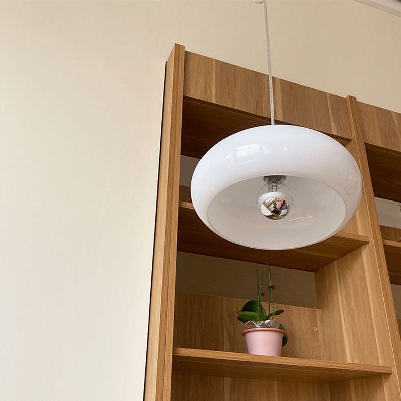 Drum Pendant Hanging Lights Glass Bedroom Modern Style Suspension Pendant