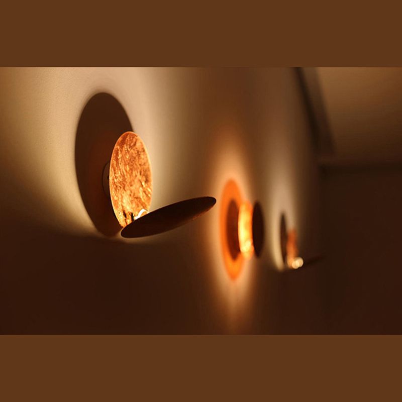 Modern Minimalist Style Circular Wall Sconce Lighting Copper Wall Light for Bedroom