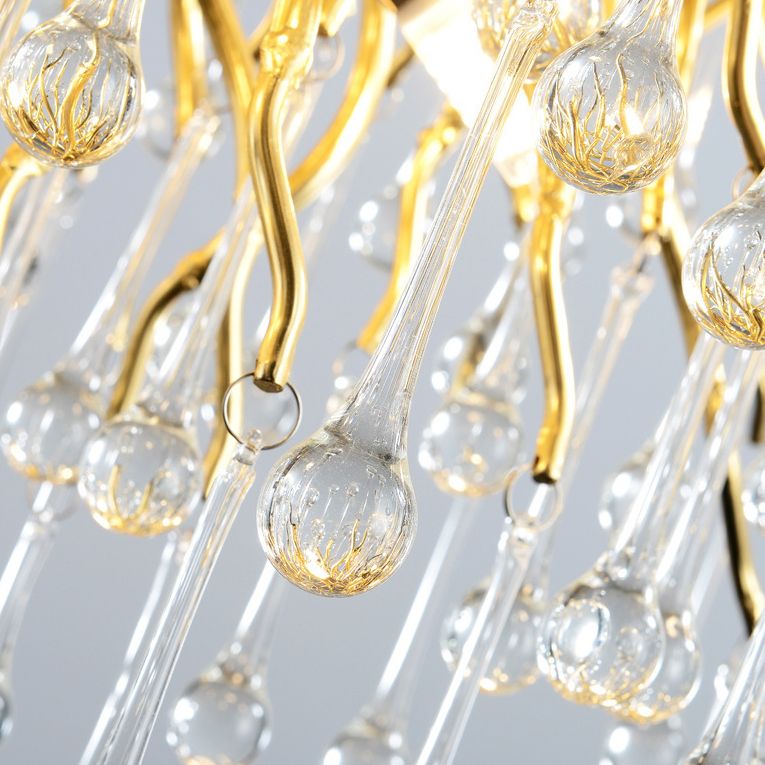 Gold Nest Chandelier Lighting Luxury Country Style Crystal Living Room Hanging Light