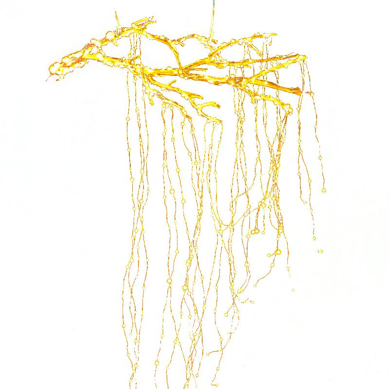 Contemporary Wire LED Fairy Lighting Copper Outdoor Solar String Light in Orange