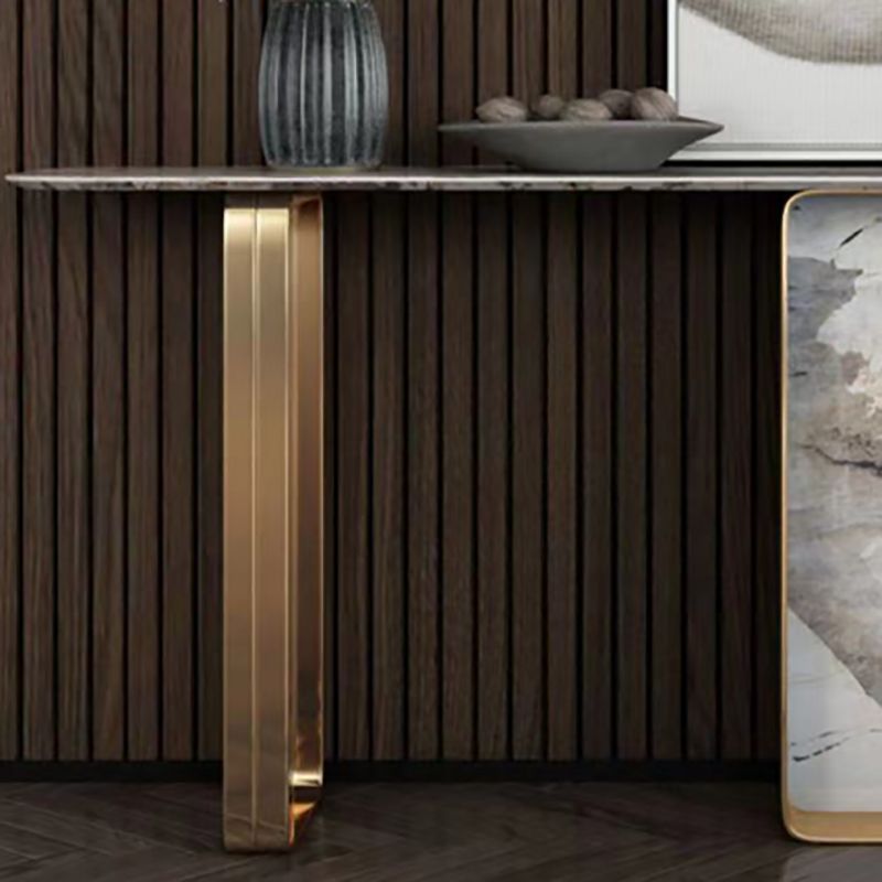 Rectangle Shape Contemporary Console Table Stone Sofa Table in Gold