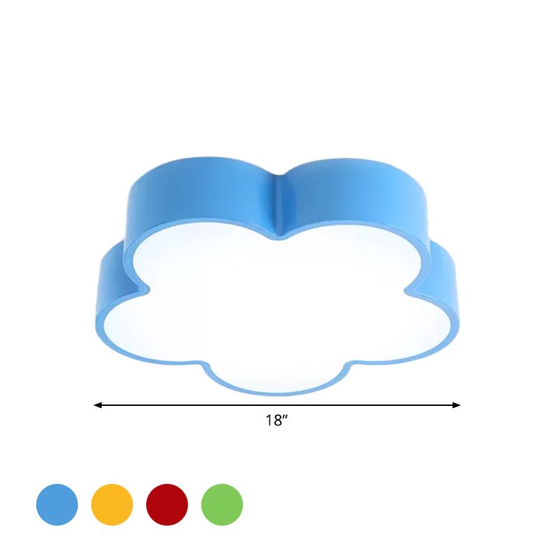 Kids Flower Flush Mount Lamp Acrylic LED Kindergarten Flush Ceiling Light Fixture in Red/Yellow/Blue