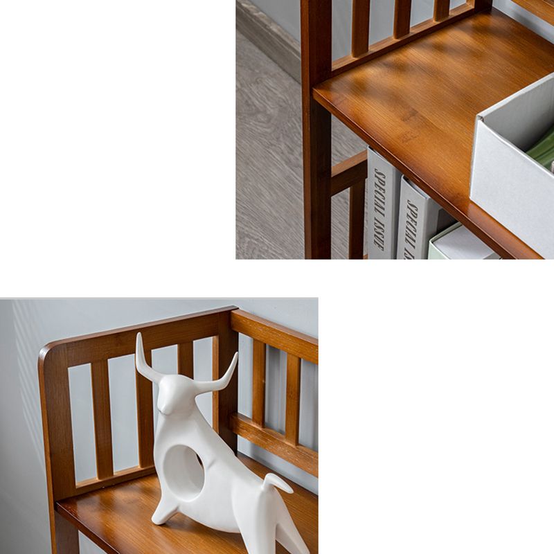 Contemporary Open Back Bookshelf Standard Bamboo Bookcase for Home Office