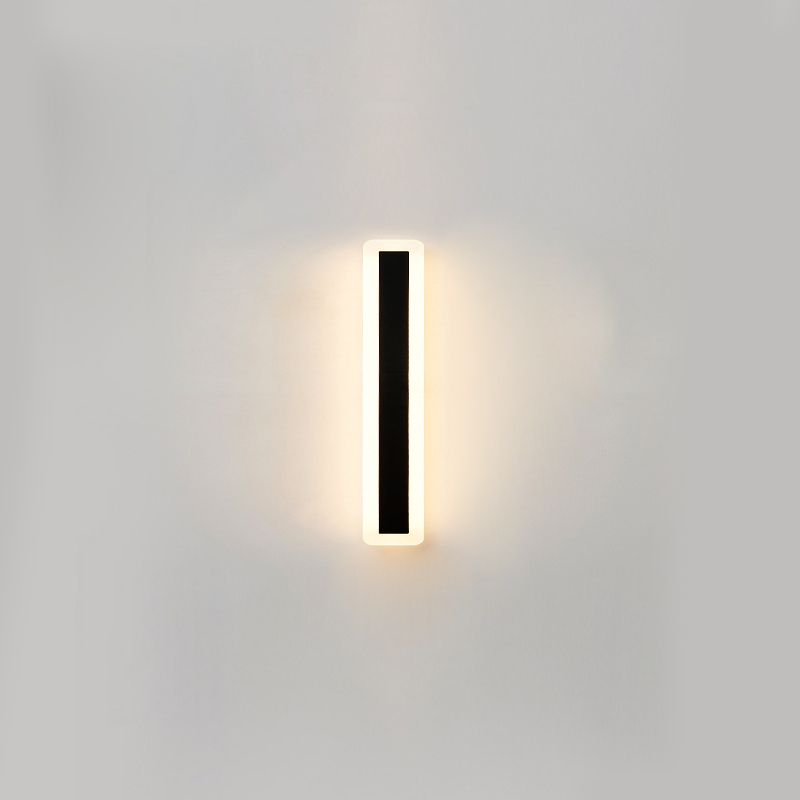 Style moderne Minimaliste Strip Shade Wall Sconce Metal 1 Appliques légères en noir pour la cour