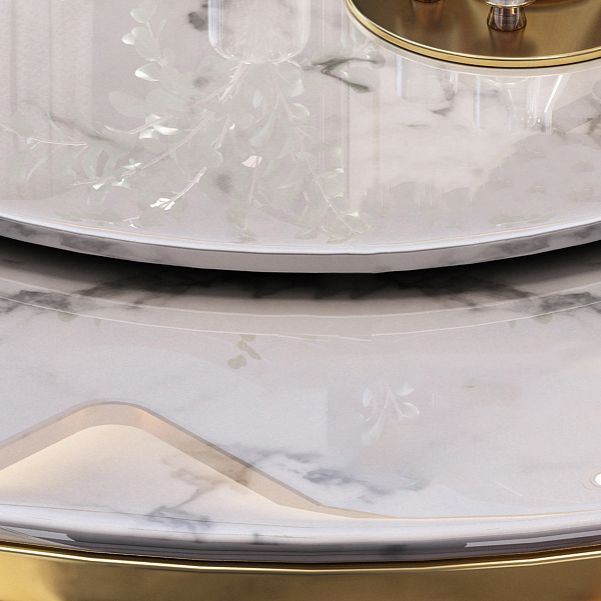 Glam Marble Round Dining Table Standard Kitchen Dining Table with Pedestal Base