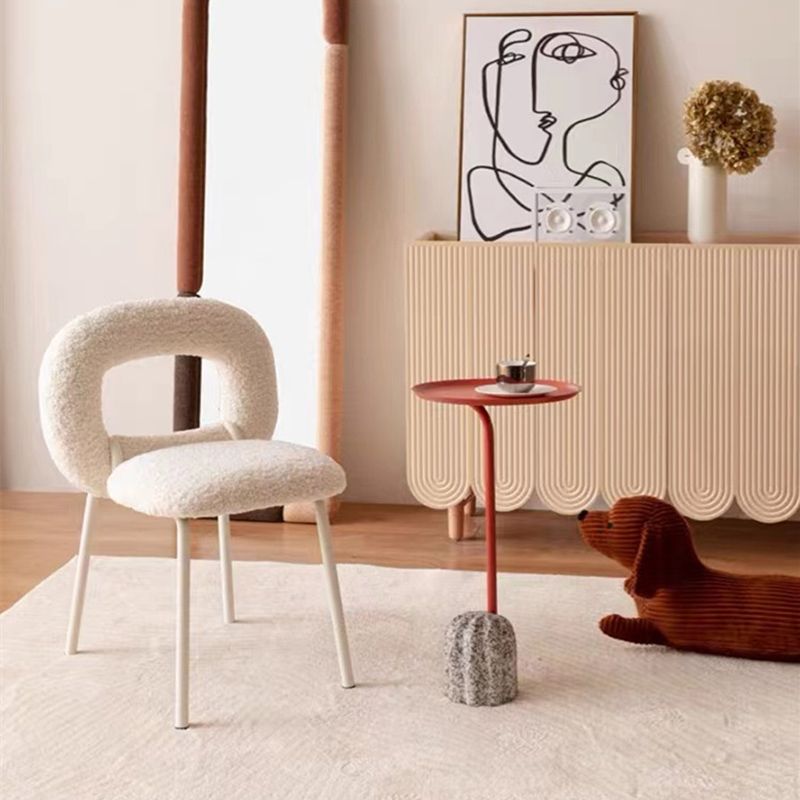 Designer Style Armless Dining Chair Open Back Side Velvet Chair with Metal Legs