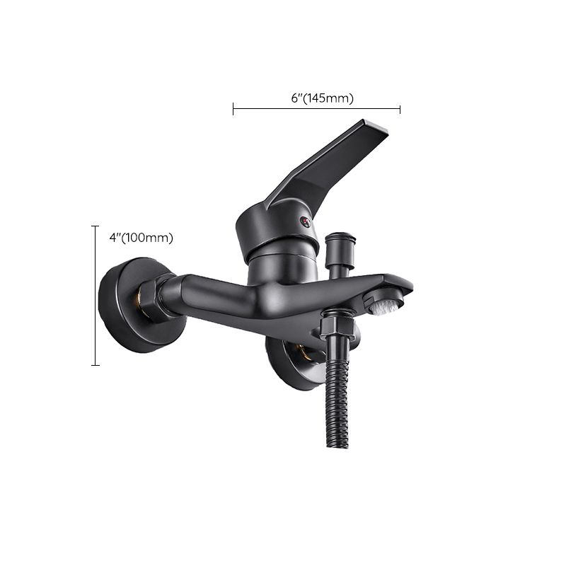 Wall Mount Fixed Bathtub Faucet Lever Handle with Hand Shower