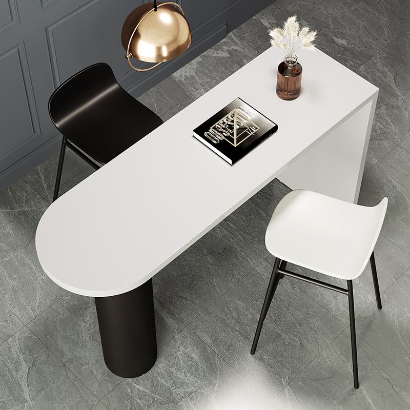 Contemporary Free Form Pub Set 1/3/4 Pieces Solid Wood Bar Table with Metal Stools