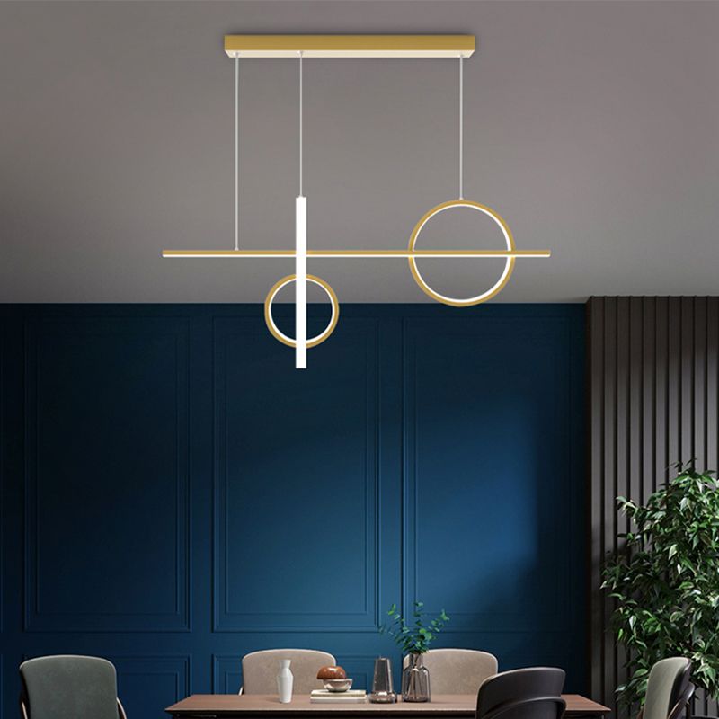 Modernism 4-Light Golden/Black Ceiling Light Metal Island Lighting for Dining Room