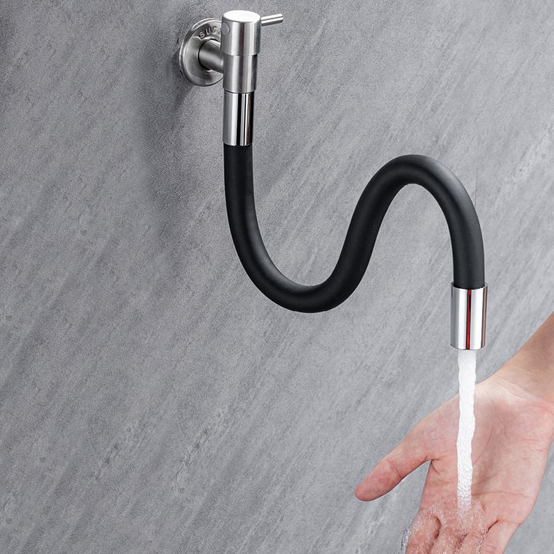 Contemporary Wall Mounted Bathroom Faucet Lever Handles Stainless Steel Faucet