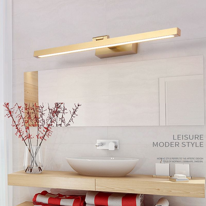 Moderne stijl lineaire schaduw muur sconce metaal 1 licht spiegel muur gemonteerde verlichting in goud