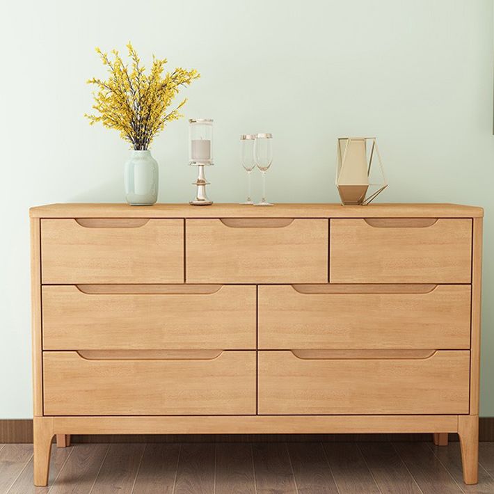 Mid-Century Modern Accent Chest with Straight Legs in Rubberwood
