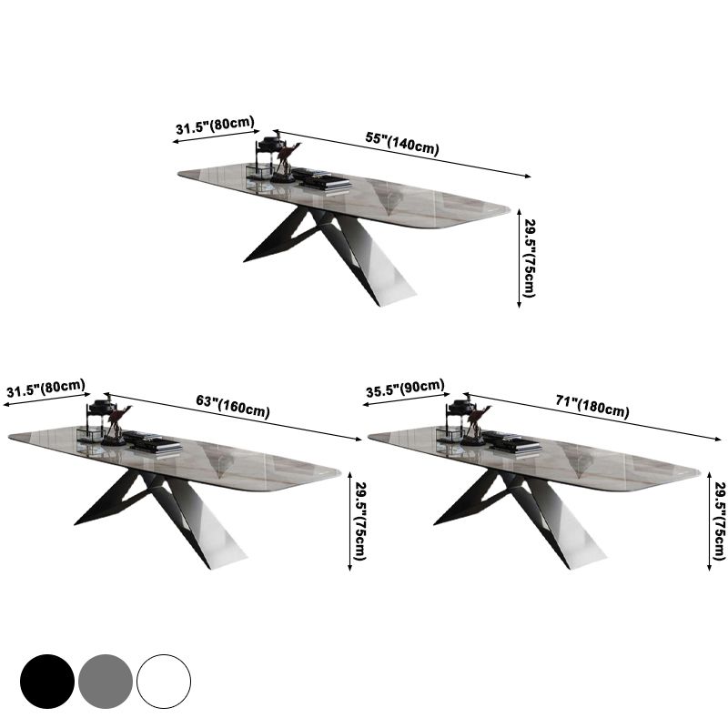 Metal Contemporary Rectangle Dining Table Sintered Stone Table for Dining Room and Kitchen